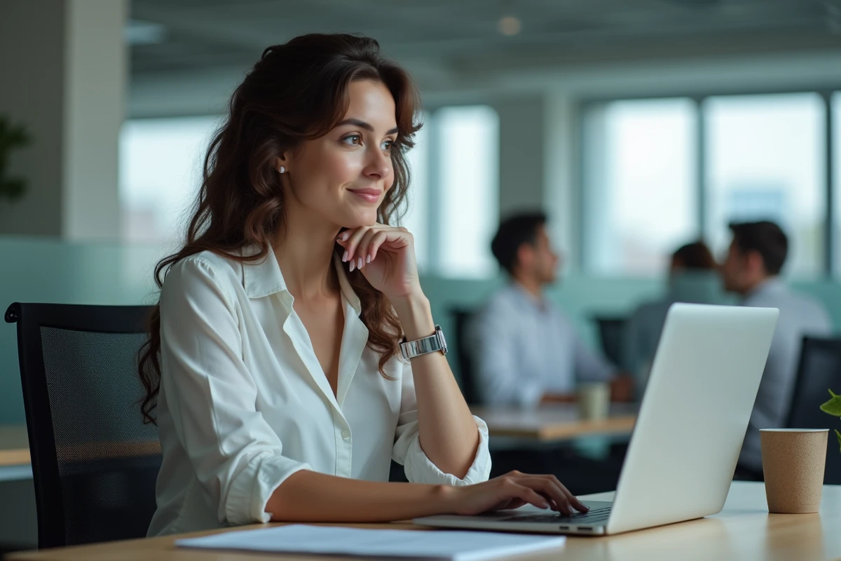 Jeune femme concentrée devant un ordinateur avec erreur Excel