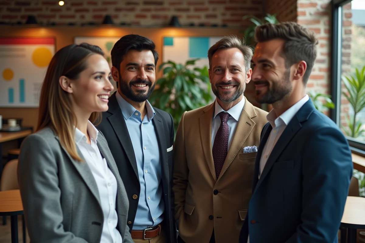 Groupe de professionnels en coworking collaboratif