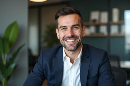 Portrait d'un homme professionnel en bureau moderne