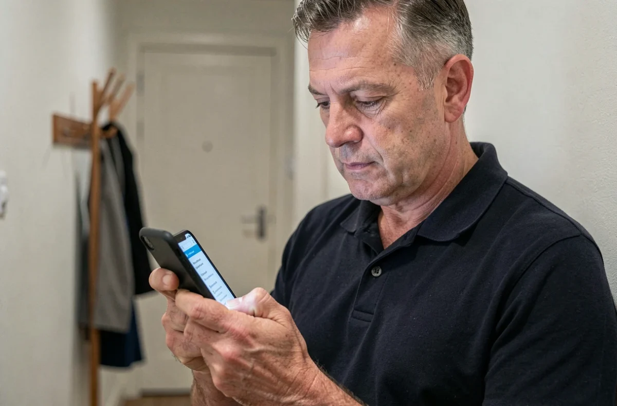 Intervenant à domicile consultant son compte sur un extranet professionnel depuis un smartphone