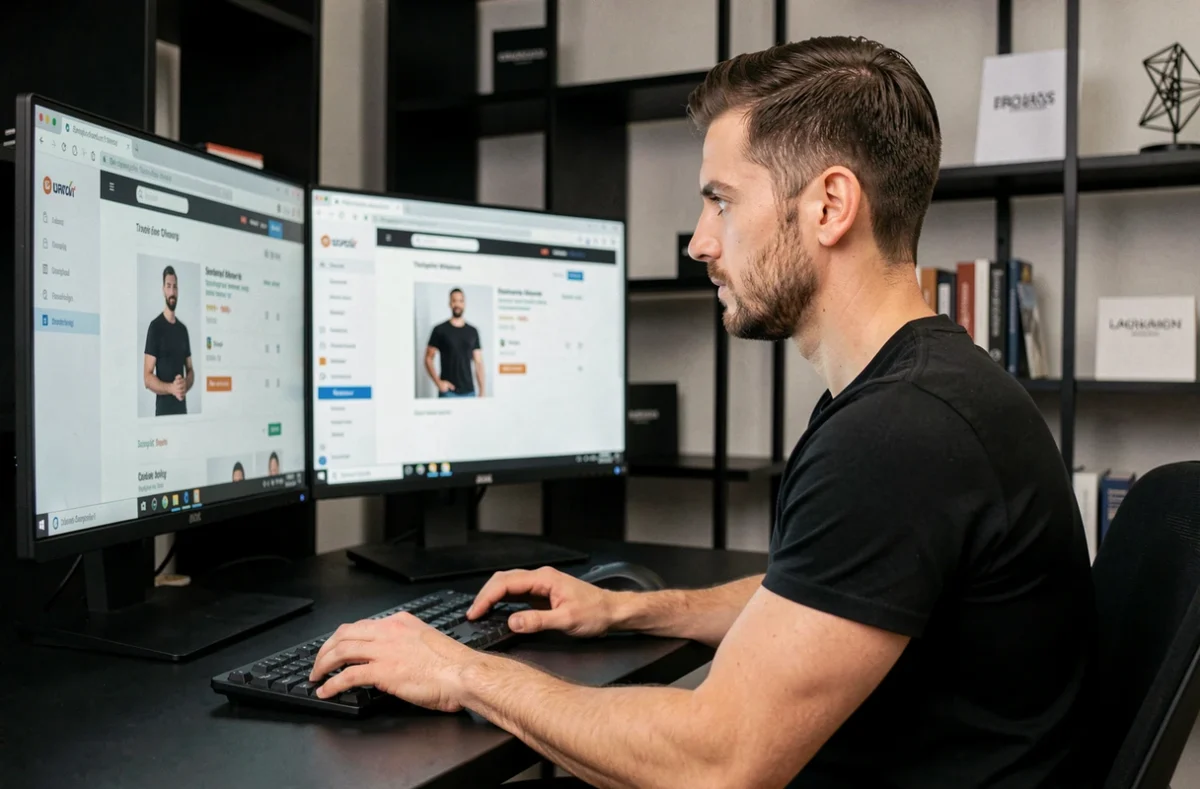 Développeur web spécialisé en e-commerce travaillant sur une boutique en ligne pour Oscar Black dans le Var