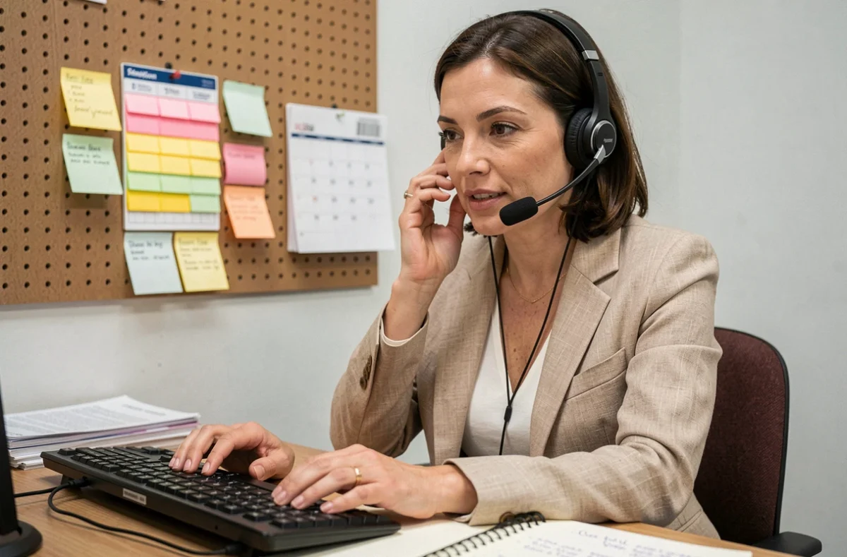 Secrétaire indépendante en télétravail gérant des appels et la relance client pour une profession libérale
